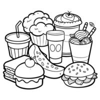 Hand Drawn Food and Drink Delights on a Chalkboard Canvas vector