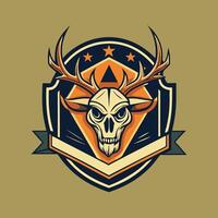 Vintage Deer Skull Badge Template for Outdoor and Hunting Enthusiasts vector