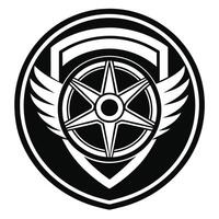 Mono Logo of Car Wheel Rim with Emblematic Shield vector
