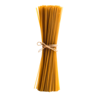 Bundle of Uncooked Long Yellow Pasta Sticks Tied with Twine on png