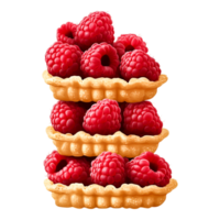 Stack of three delicious raspberry tarts on for dessert lovers png