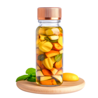 Fresh Fruit Infused Water Jar with Colorful Ingredients and Mint leaves on Wood Surface png