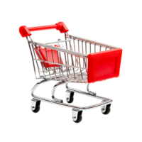 Small Shopping Cart with Red Handle for Retail Display and Marketing Use png