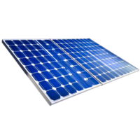 Blue Solar Panel Array with Reflective Surface and Energy Generation Potential png