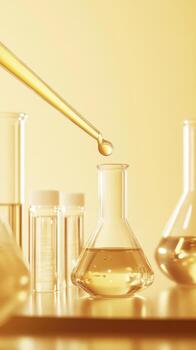 pipeta torrencial dorado líquido dentro erlenmeyer matraz en laboratorio ajuste foto