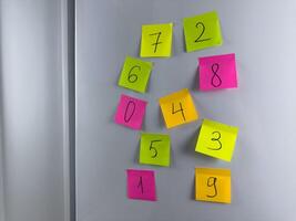 Concept of learning mathematics from early age with colored cards photo