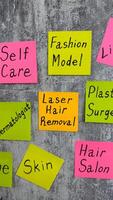 Daily body care to do list. Maintaining healthy skin in the fashion and beauty industry. The concept of complexity of routine for beauty and attractiveness of girl photo
