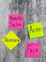 Vertical photo with conceptual idea on skin care topic. Skin beauty and health are important words to remind about necessity to take care of your body and face