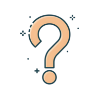 A Simple of a Question Mark with a Peachy Color and Teal Outline png