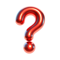 Red Shiny Glossy Question Mark 3D Render Isolated on transparent Background Inquiry Symbol png