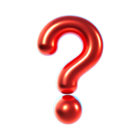 Shiny Red 3D Question Mark with a Reflective Sphere Base on transparent Background png