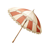 Elegant Red and White Scalloped Parasol Beach Umbrella Summer Sunshade png