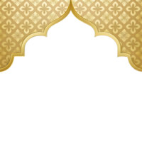 Elegant Golden Arch Frame with Intricate Floral Pattern Background Design for Invitation Cards or Certificates png