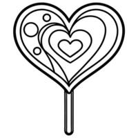 Heart Shaped Lollipop Outline for Coloring and Creative Expression vector
