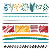 Hand Drawn Marker Line Border Set and Scribble Designs for Creative Projects vector