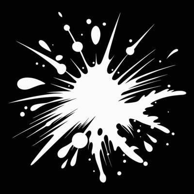 Abstract Modern Black Brush Strokes over Ink Splash Background