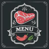 Rustic Chalkboard Meat Menu Template for Restaurants and Pubs vector