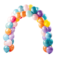 A colorful balloon arch with many different colored balloons png