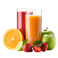 Refreshing Fruit Juices with Orange Apple Strawberry and Lime png