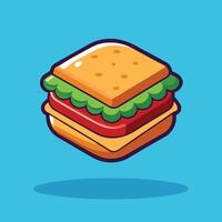 Cartoon Illustration of a Floating Sandwich with Food Icons vector