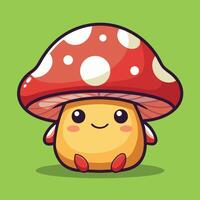 Delightful Cartoon Illustration of a Happy and Cheerful Mushroom vector