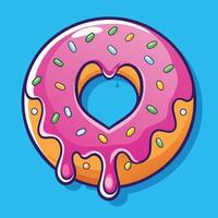 Adorable Doughnut Icon with Melted Cream and a Heart Shape vector