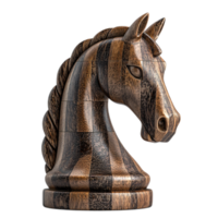 Elegant Wooden Chess Knight Piece on Isolated Background in Realistic Style png
