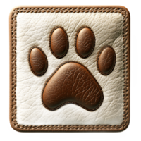 leather patch with a textured paw print design png