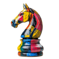 Colorful Abstract Chess Knight Piece with Artistic Design and Vibrant Palette png