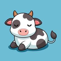 Adorable Cartoon Illustration of a Sleeping Cow vector