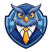 Wise and Knowledgeable Owl Professor Mascot Cartoon Style Logo Illustration vector