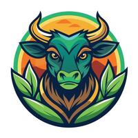 Gradient Nature Bull Logo Illustration A Colorful and Majestic Design vector