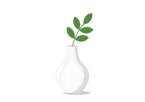 branco vaso com verde ramo png
