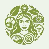 Photography Logo Depicting Female Empowerment with Storytelling Narrative vector