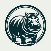 Captivating Silhouette Style Logo of a Mighty Hippopotamus vector