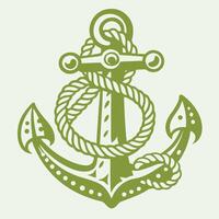 Hand Drawn Anchor with Rope on an Isolated White Background vector