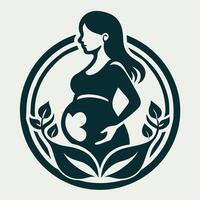 Illustration of a Pregnant Woman in a Maternal Pose vector