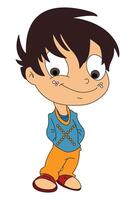 A boy smiling is thinking about something vector
