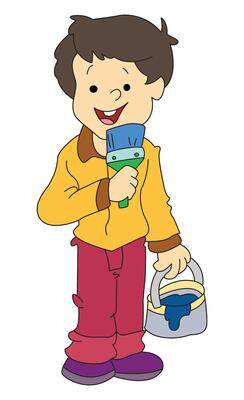 Illustration little boy smiling with paint brush