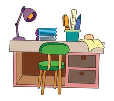 illustration study table with chair vector