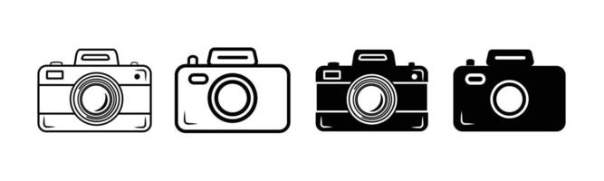 Photography camera line art icon collections for apps and websites vector