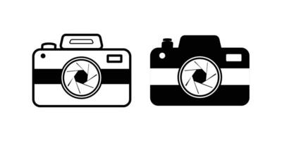 Two black and white cameras are shown in a line vector