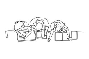 Students Studying Learning Education Community. Community focused concept. Single line draw design. graphic illustration vector