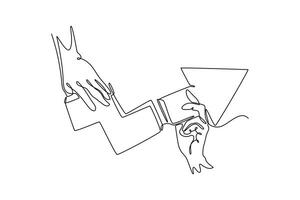 Teamwork, goal-focused, increase motivation. Community focused concept. Single line draw design. graphic illustratio vector