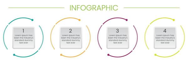 Business infographic thin line process with square template design with 4 options or steps. vector