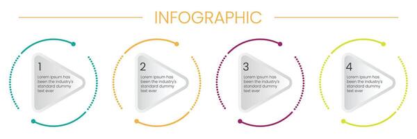 Business infographic thin line process with triangle template design with icons and 4 options or steps. vector