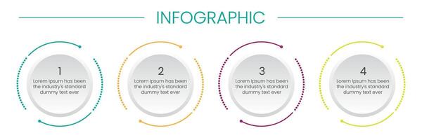 Business infographic thin line process with circle template design with icons and 4 options or steps. vector