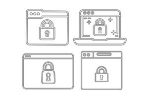 Online Security Icon Collections, cybersecurity padlock icon, secure server lock symbol, padlock on web icon, secure website icon vector