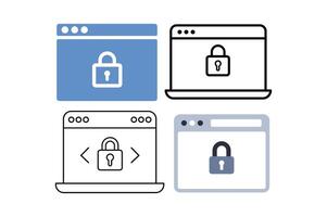Cybersecurity Lock Icon Collections, cybersecurity padlock icon, secure server lock symbol, padlock on web icon, secure website icon vector