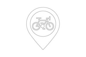 Bicycle Pin Location Design Icon, bike store map marker icon, cycling store location pin symbol, cycling shop location , bicycle shop map pointer icon vector